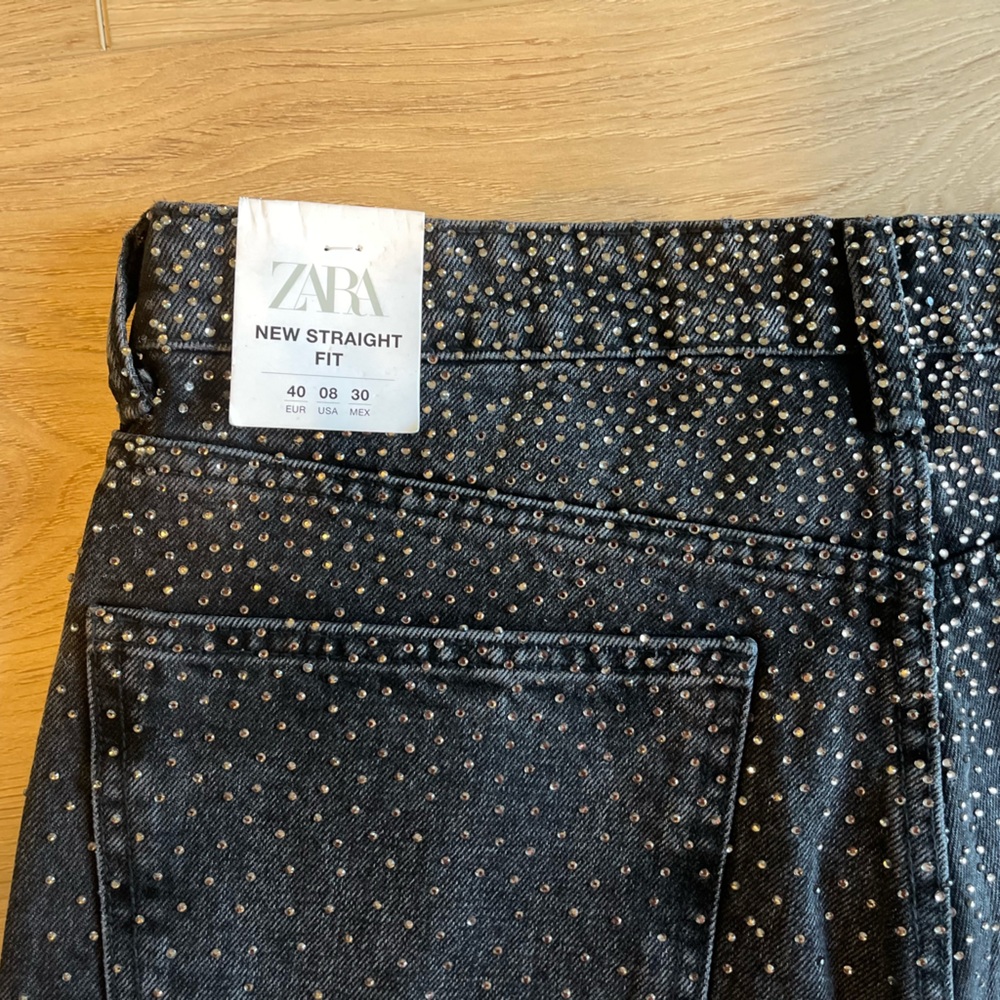 Zara Black Studded Mid Rise Jeans